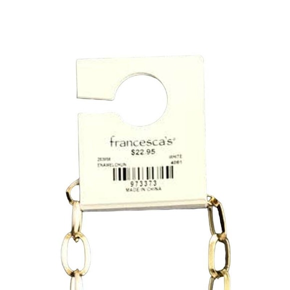 Francesca's Ellie Enamel Chain Link Choker Necklace Gold White - Picture 5 of 5